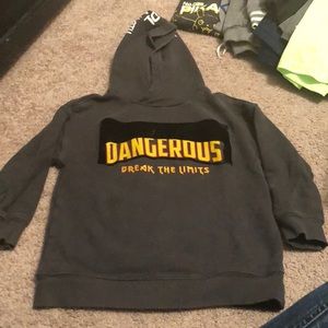 Zara gray hooded sweatshirt with graphics